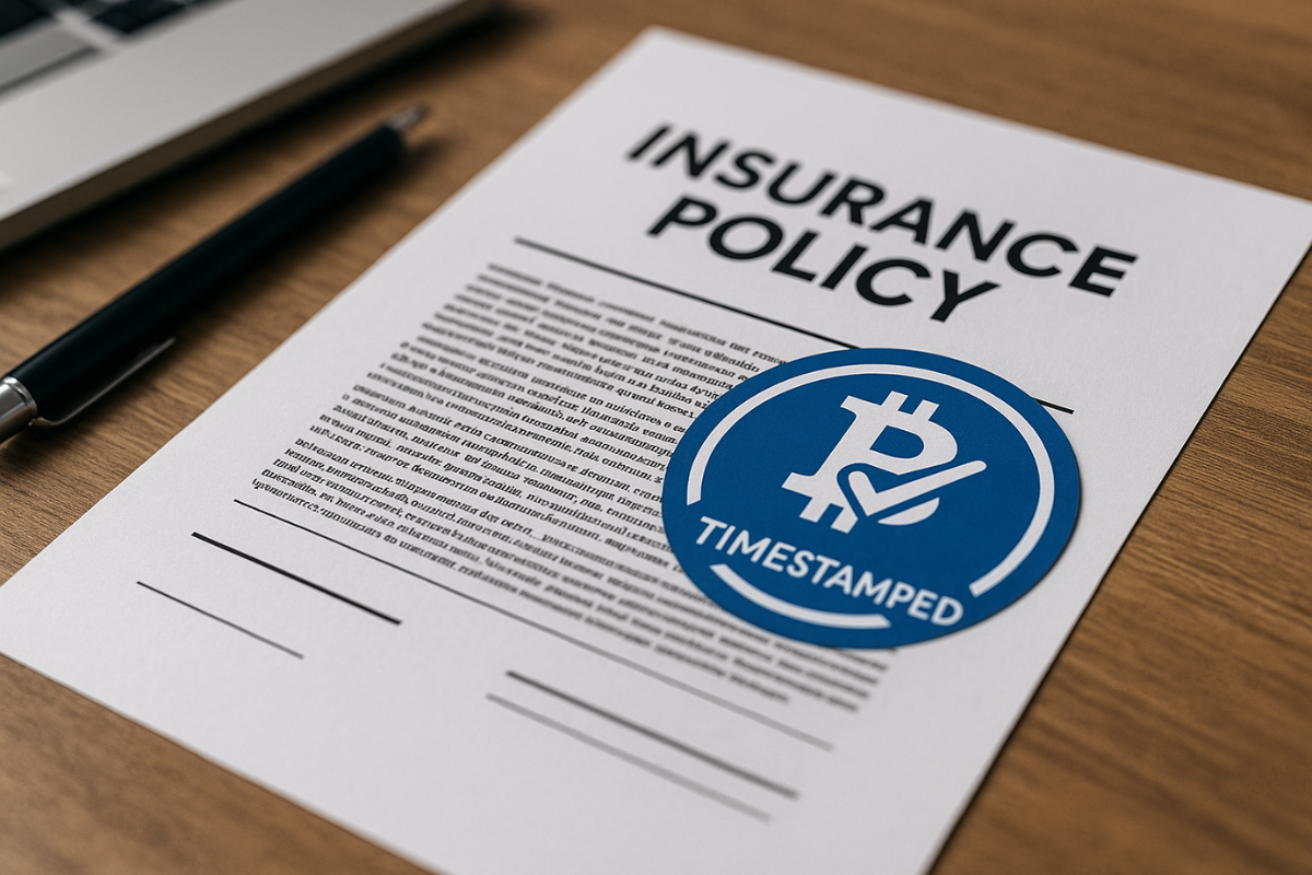 Timestamped insurance document example